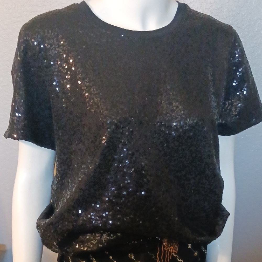 DKNY Black Sequin Women's Top
